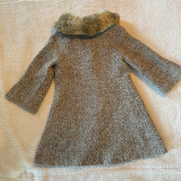 Tabitha Herringbone Swing Coat with Faux Fur Collar, Size 2 - Picture 5 of 8